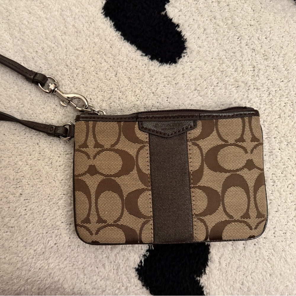 Coach Signature Brown Wristlet